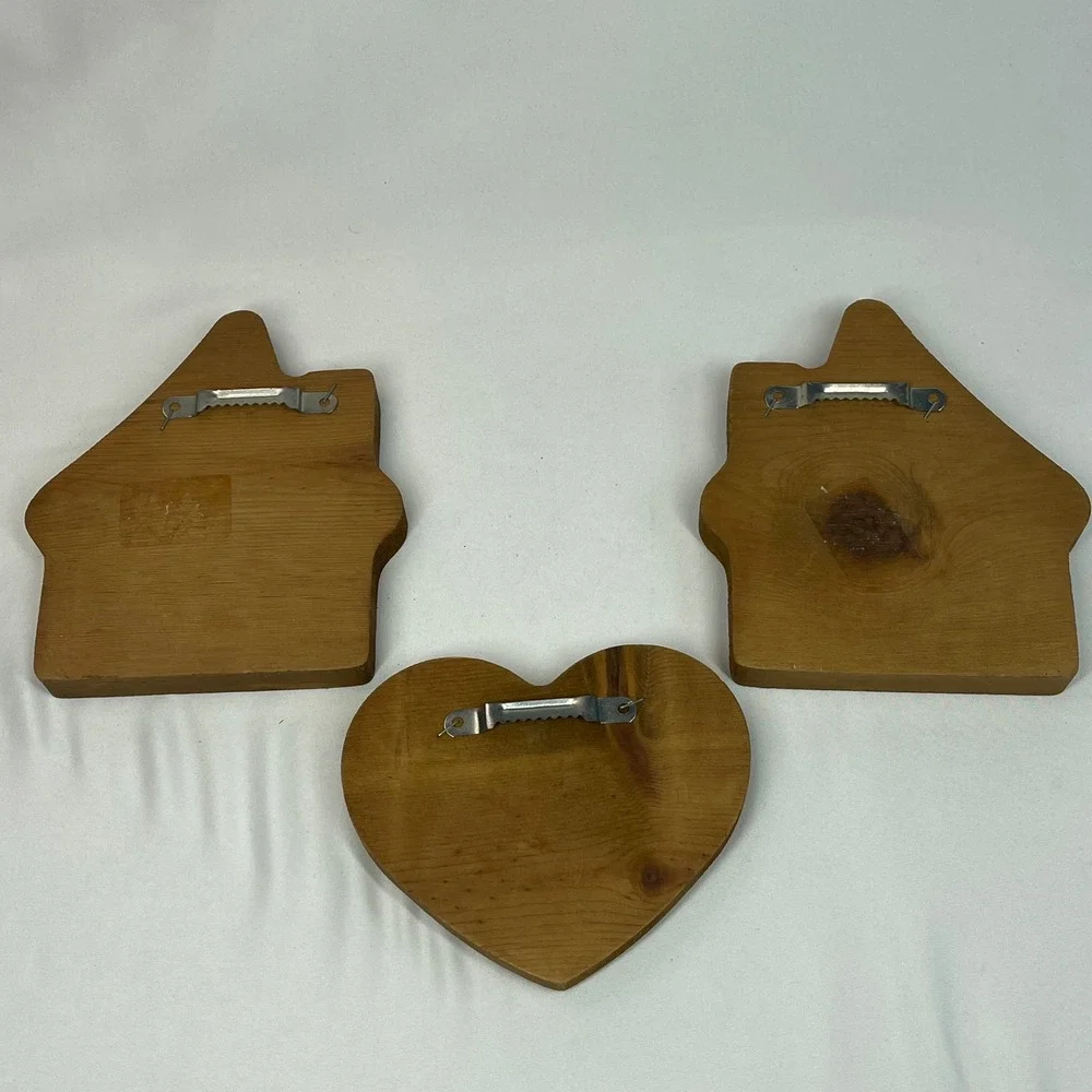 Vintage Wood Home Sweet Home Wall Plaques Set of 3 Folk Art Country Decor